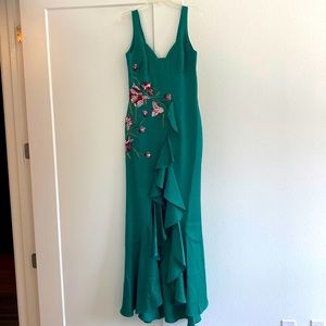 PatBO Green Dress with Pink Beading